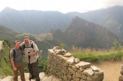 Ken Brothers (right) with his son at Machu Picchu in Peru.