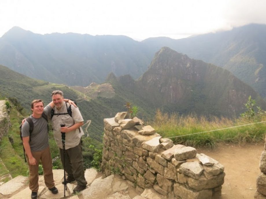Ken Brothers (right) with his son at Machu Picchu in Peru.